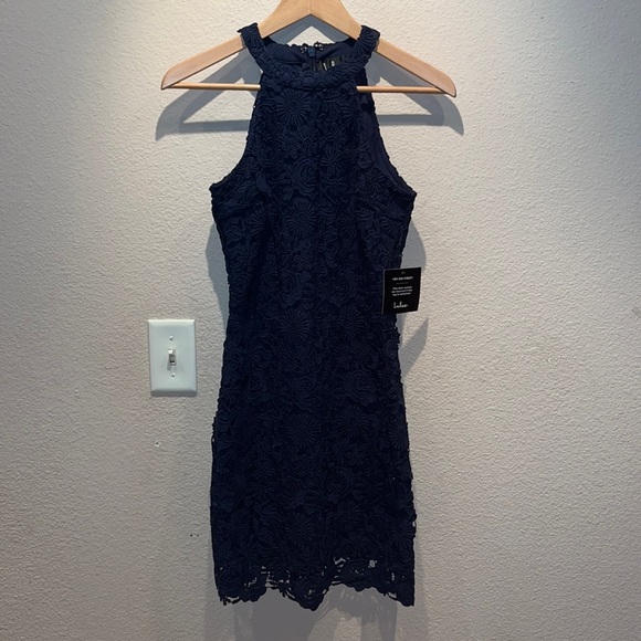 NWT Lulu’s Navy Blue Love Poem Mini Dress - Picture 2 of 16